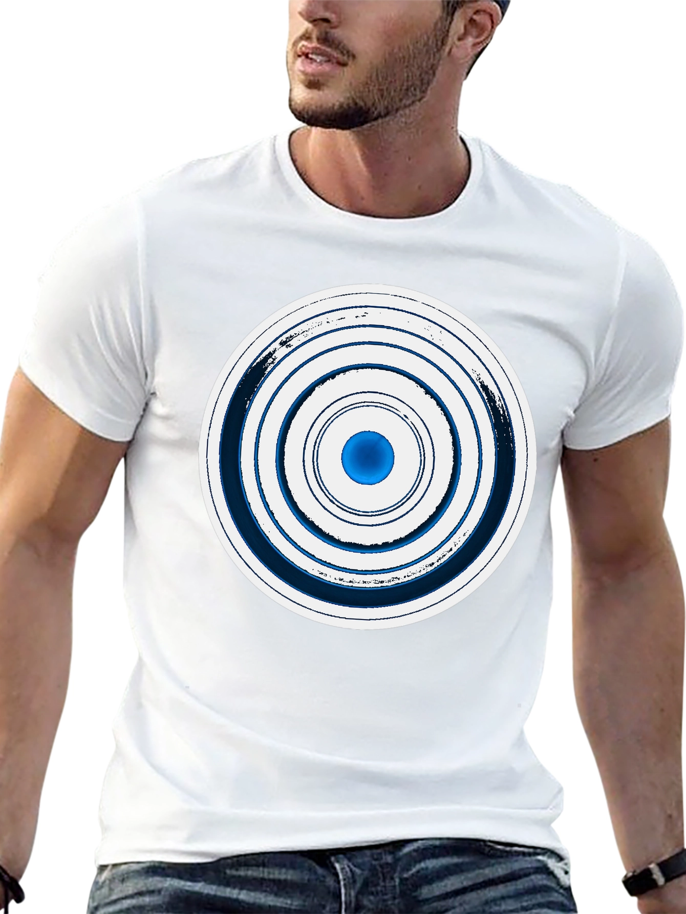 Geometric Circle Graphic Tee - Stylish Men's Black T-Shirt - 13