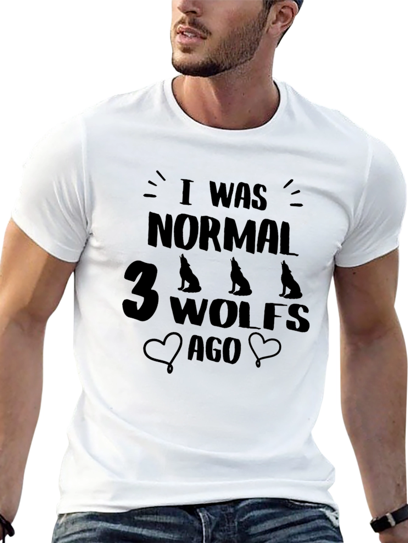 Black I Was Normal 3 Wolves Ago Black T-Shirt view 13