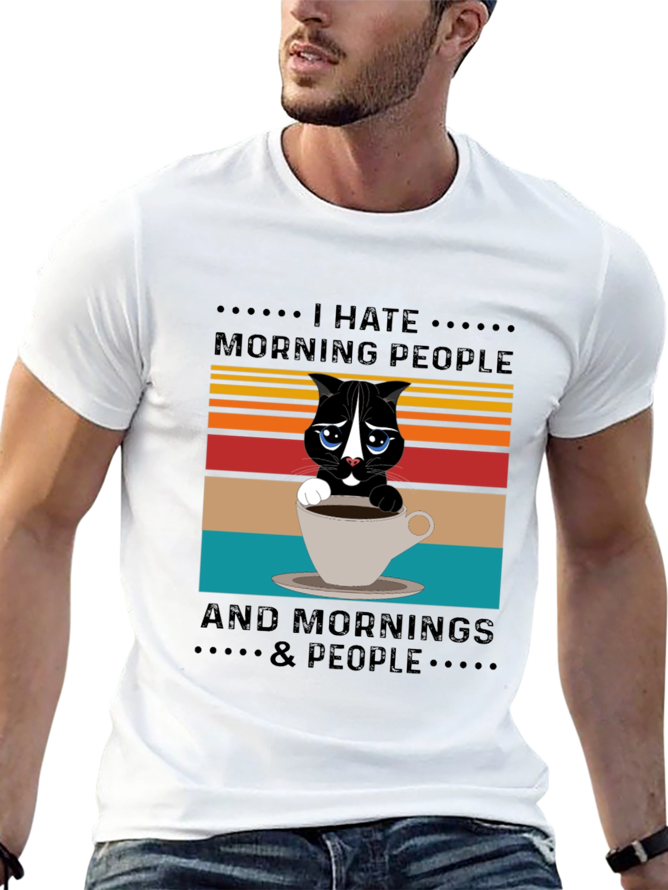Black I Hate Morning People T-Shirt view 13