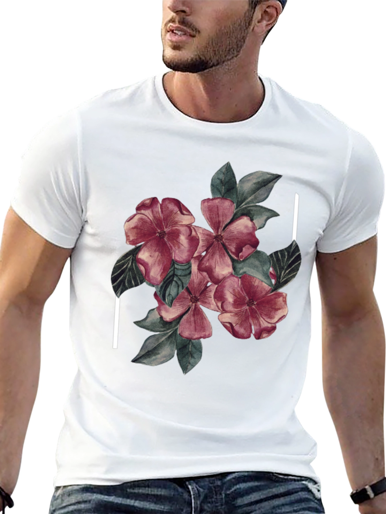 Black Floral Graphic Black Tee - Stylish & Unique Design view 13