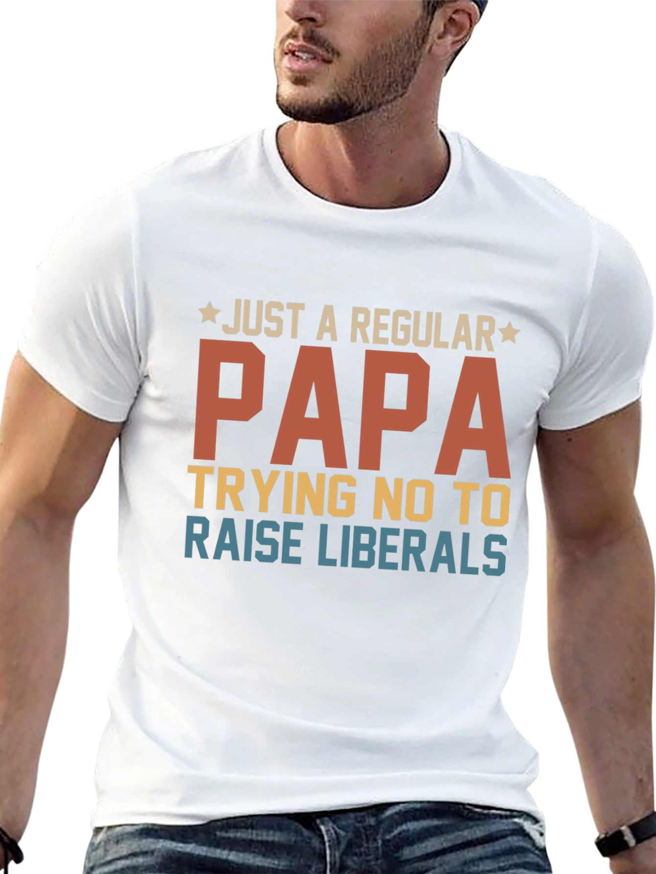 Black Regular Papa T-Shirt - Conservative Dad Gift view 13