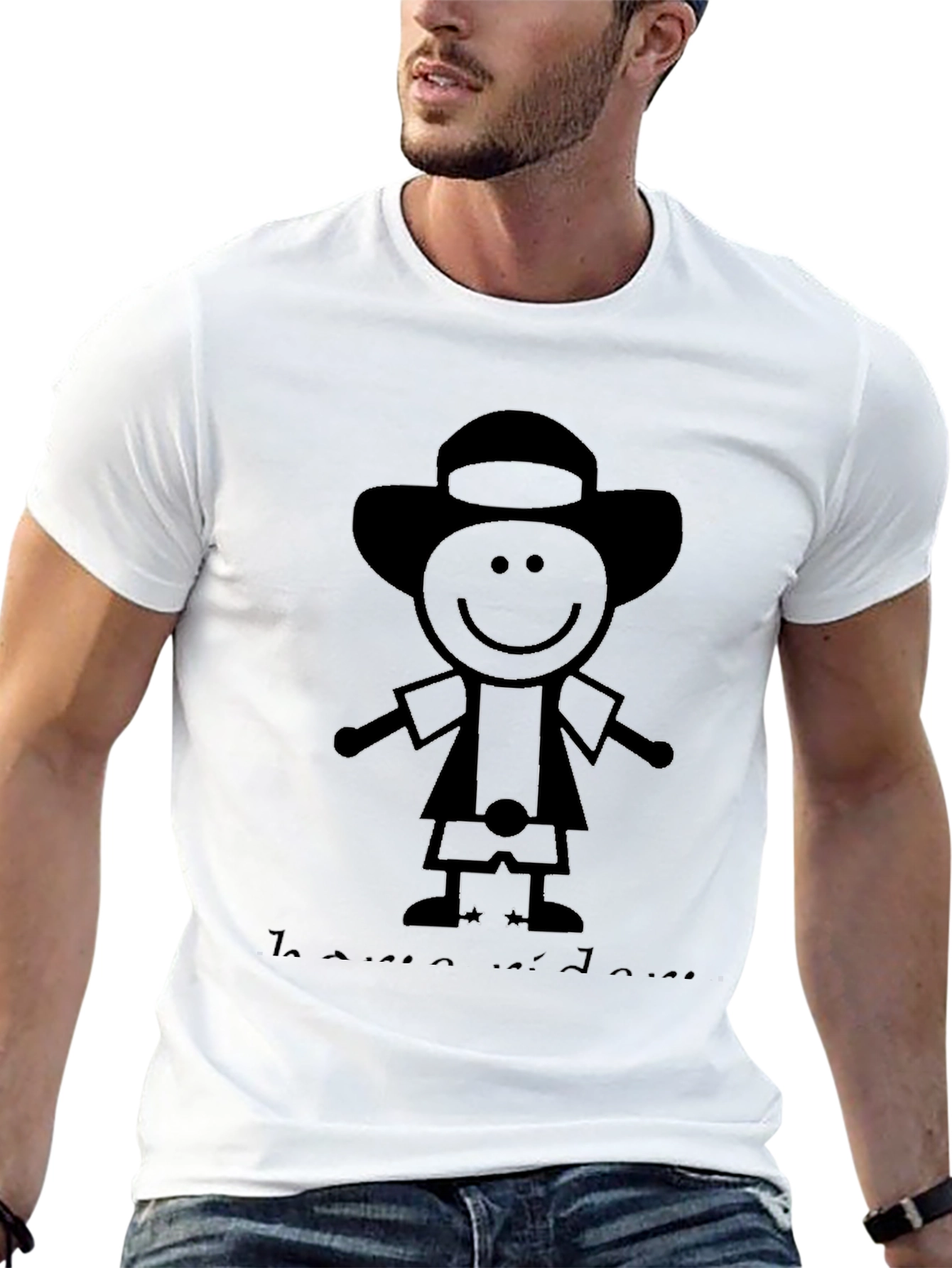 Black Stick Figure Cartoon Black T-Shirt view 13