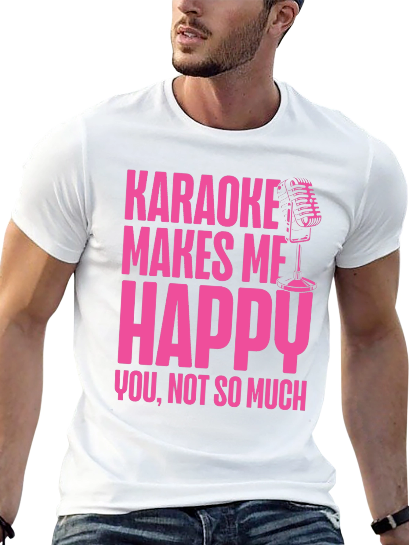Black Karaoke Makes Me Happy T-Shirt view 13