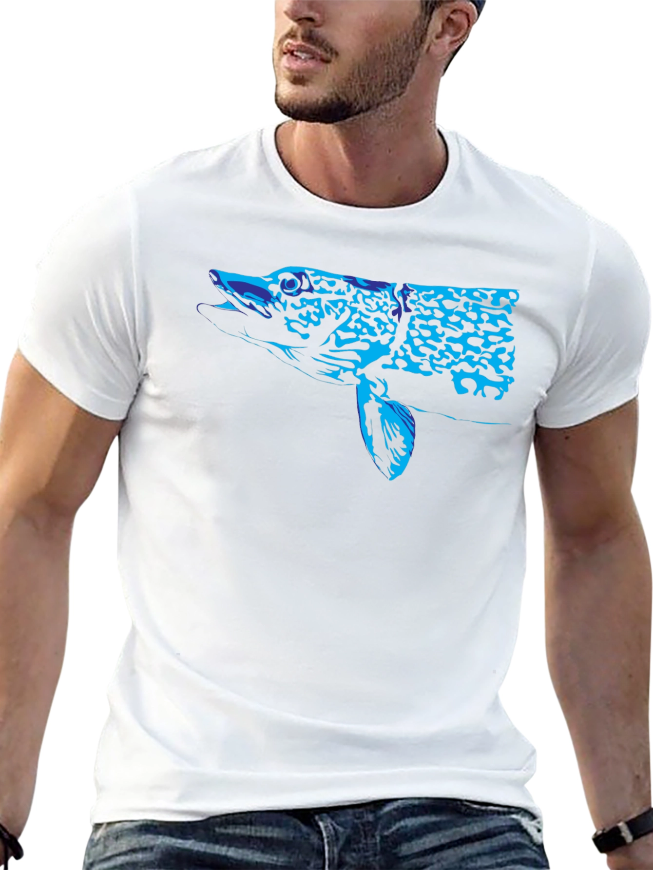 Black Blue Pike Graphic Black T-Shirt view 13