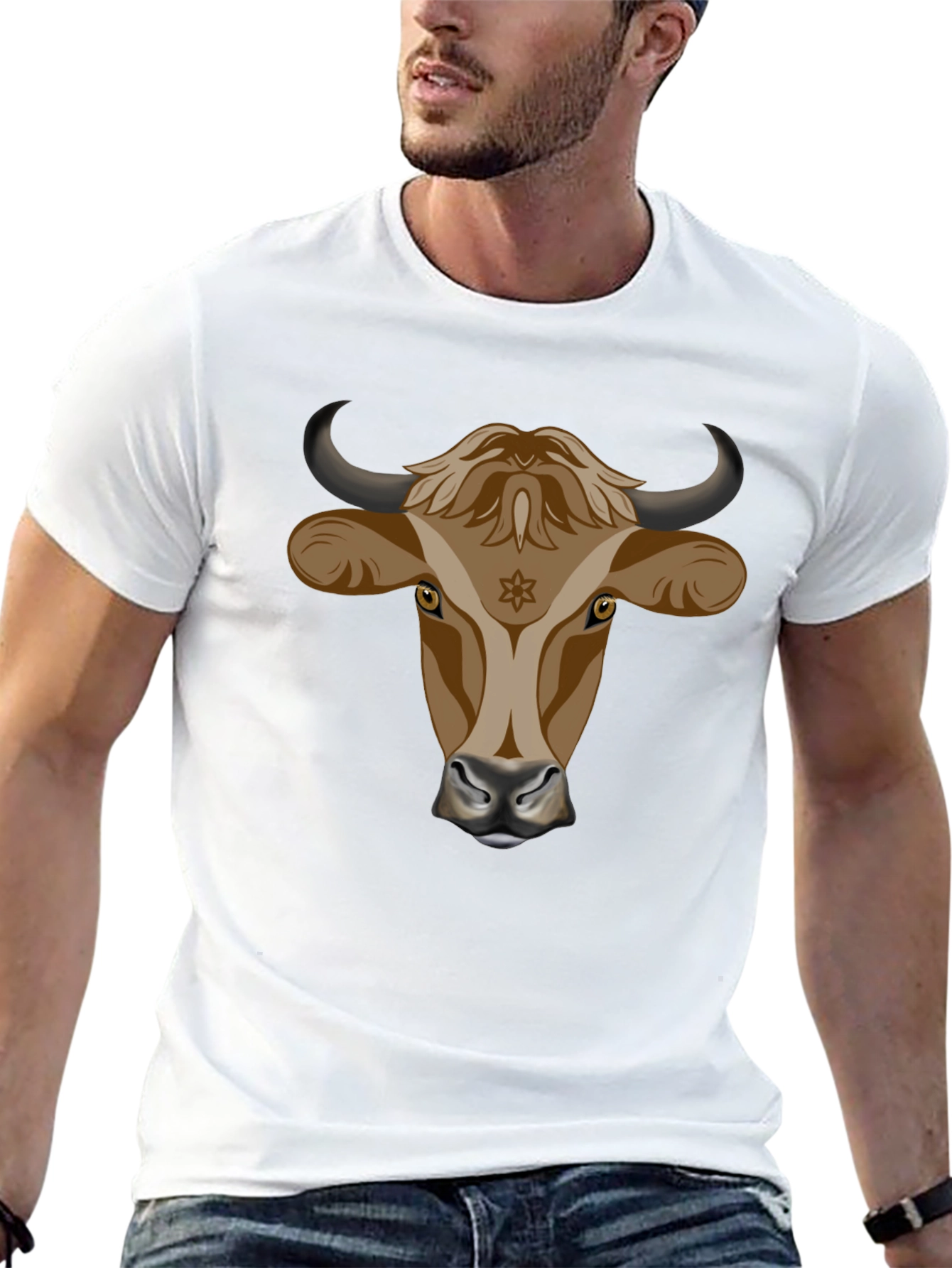 Black Bull Head Graphic Tee - Stylish Black Cotton T-Shirt view 13