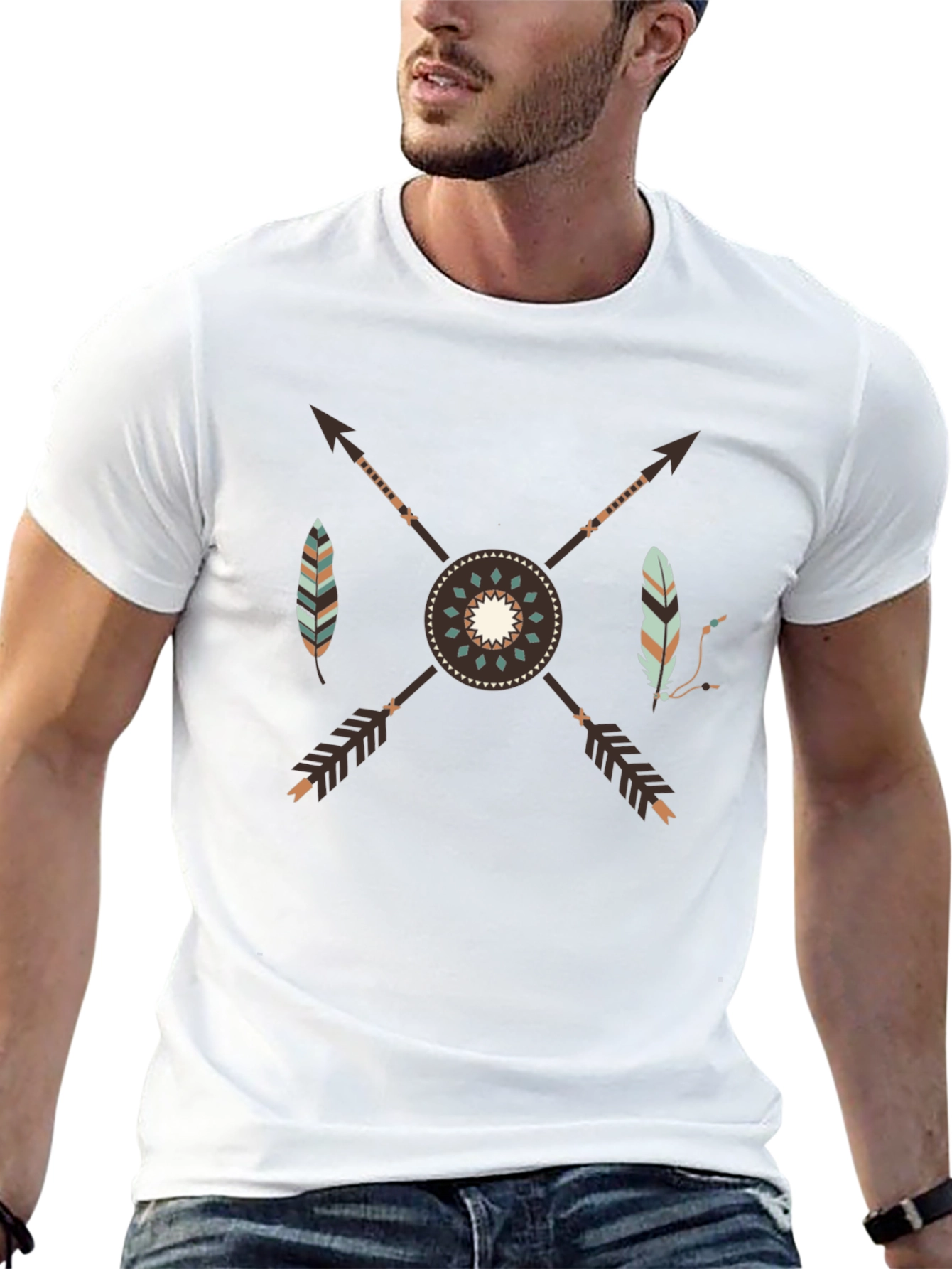 Black Tribal Arrows Graphic T-Shirt - Black view 13