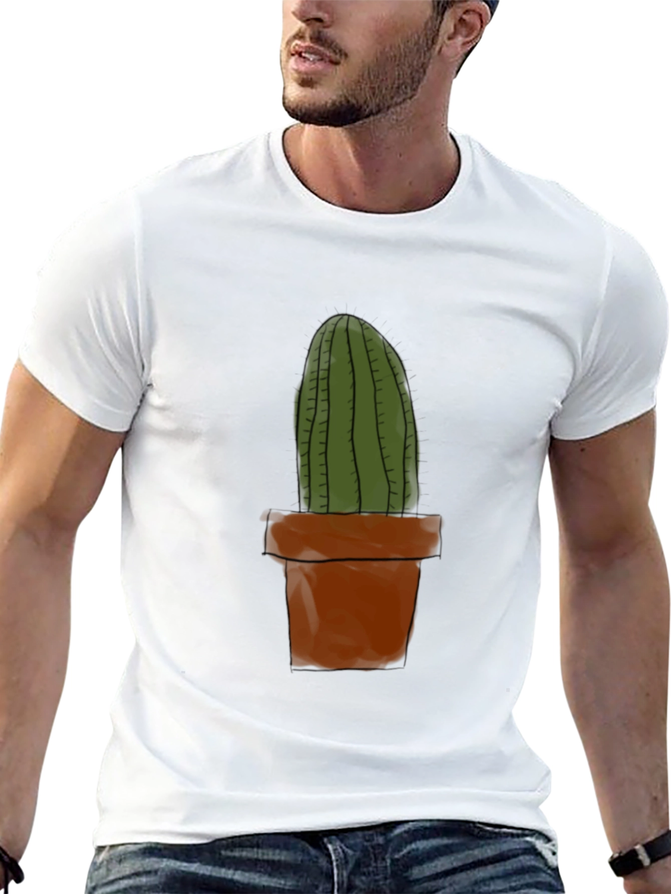 Black Cactus Plant Graphic Tee - Casual Black T-Shirt view 13