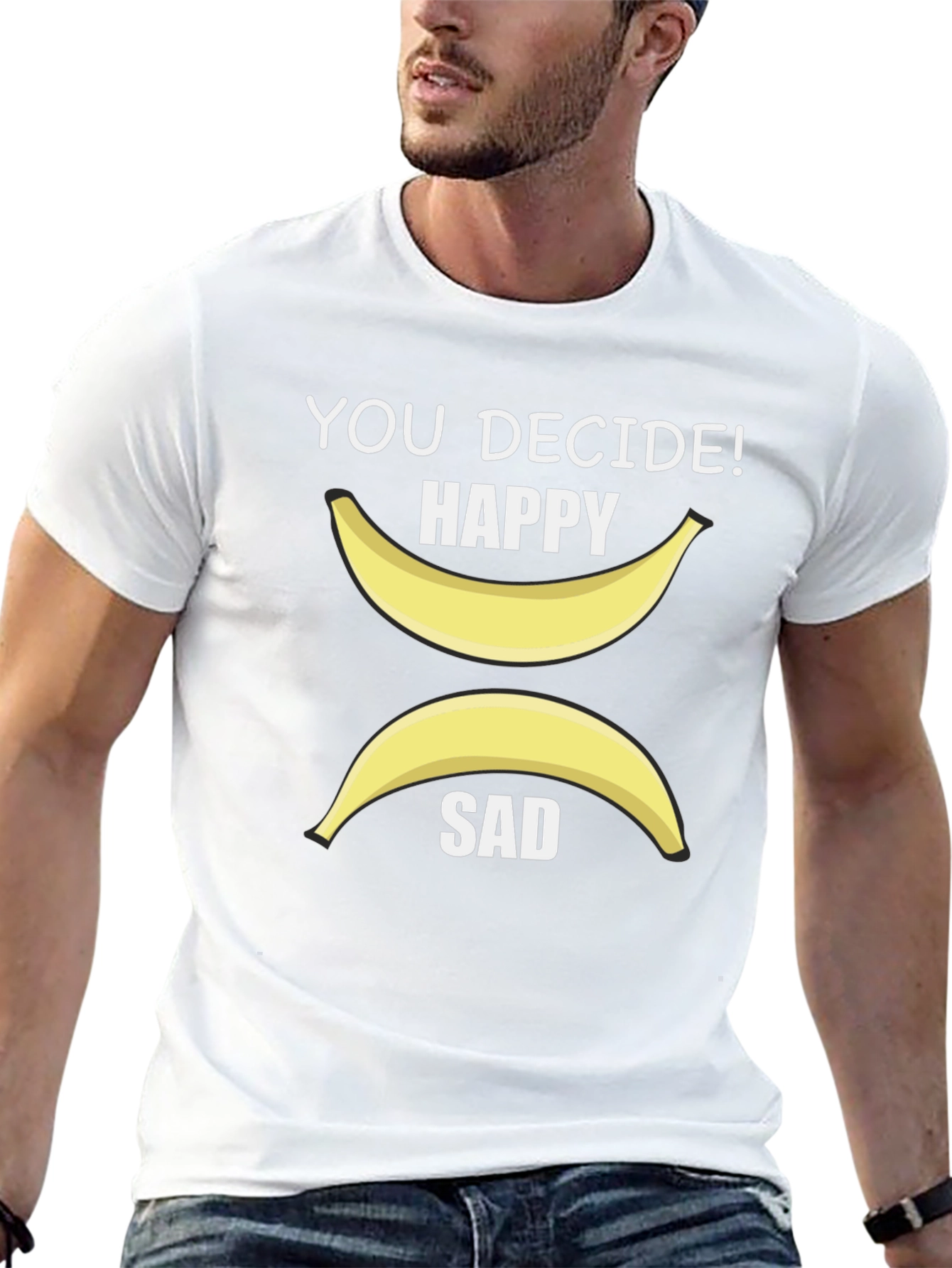 Black Decide Happy or Sad Banana Graphic T-Shirt view 13