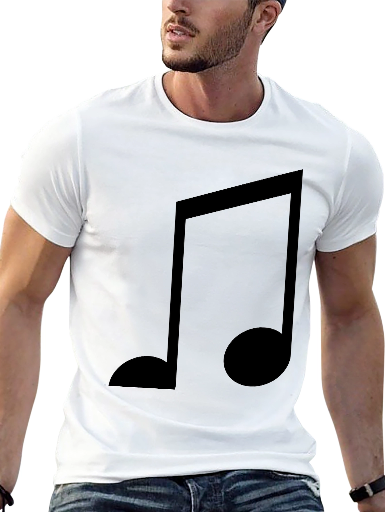 Black Musical Note Graphic Black T-Shirt - Unisex view 13