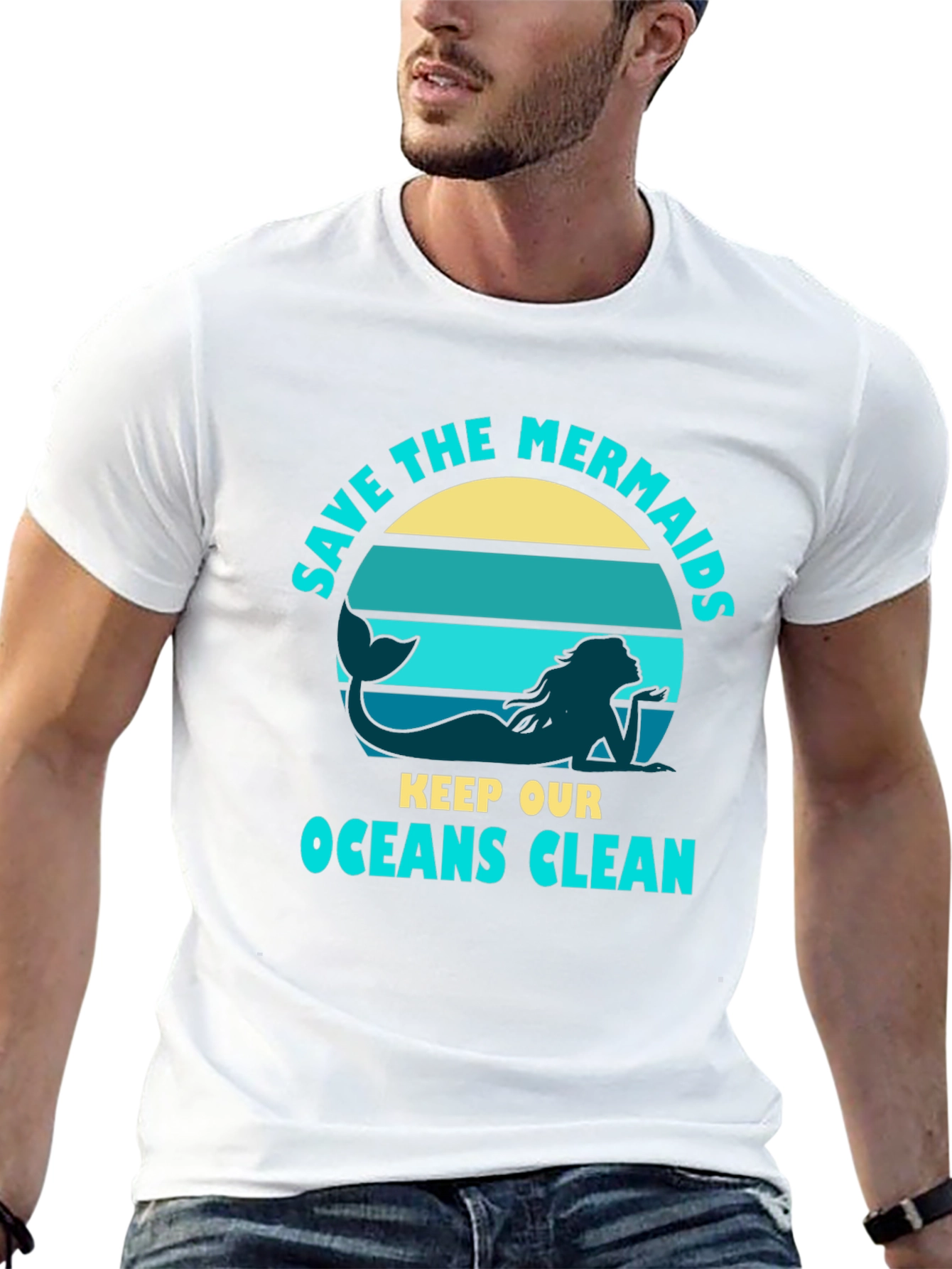 Black Save the Mermaids Graphic Tee - Ocean Conservation T-Shirt view 13