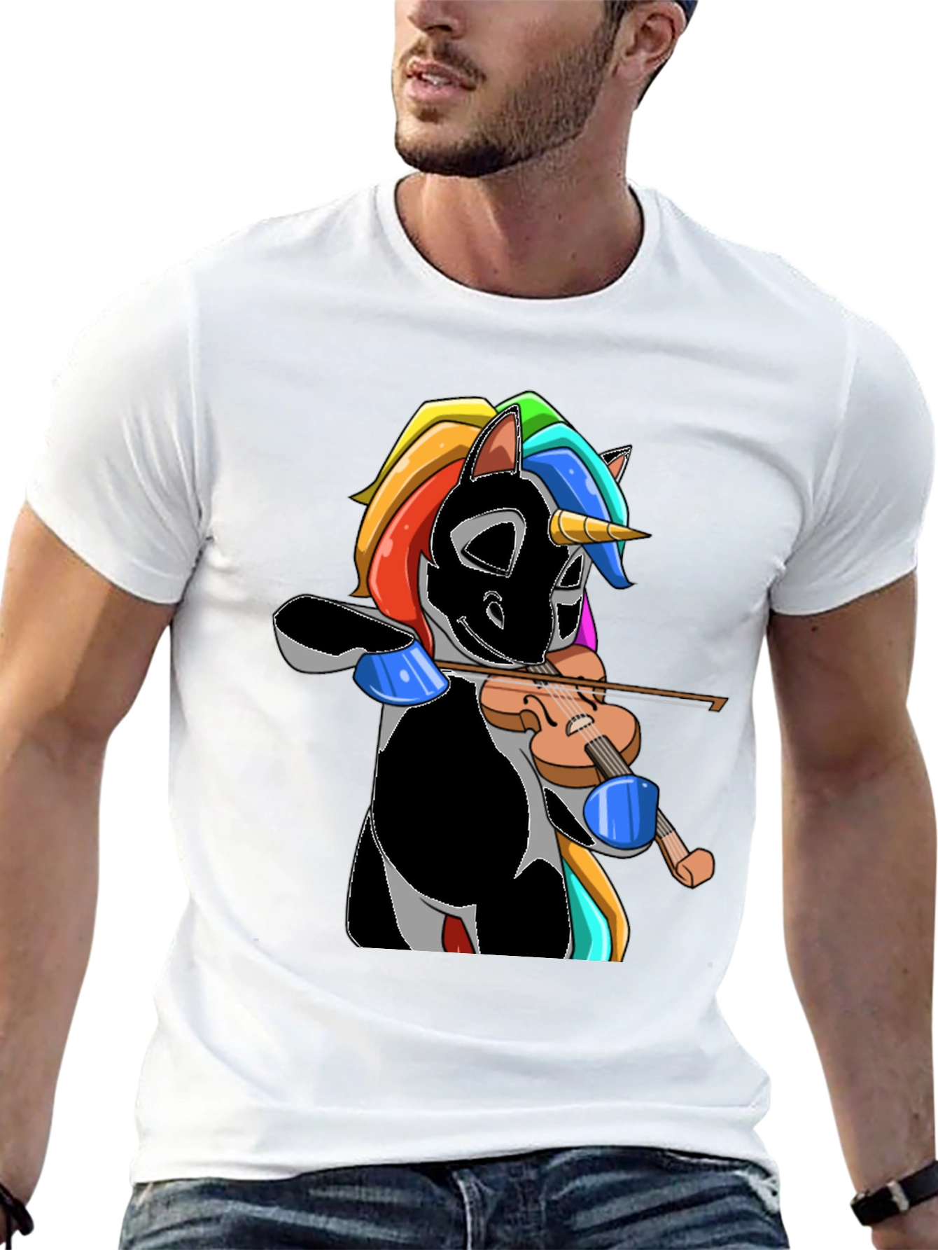 Black Unicorn Violinist Graphic Tee - Black view 13