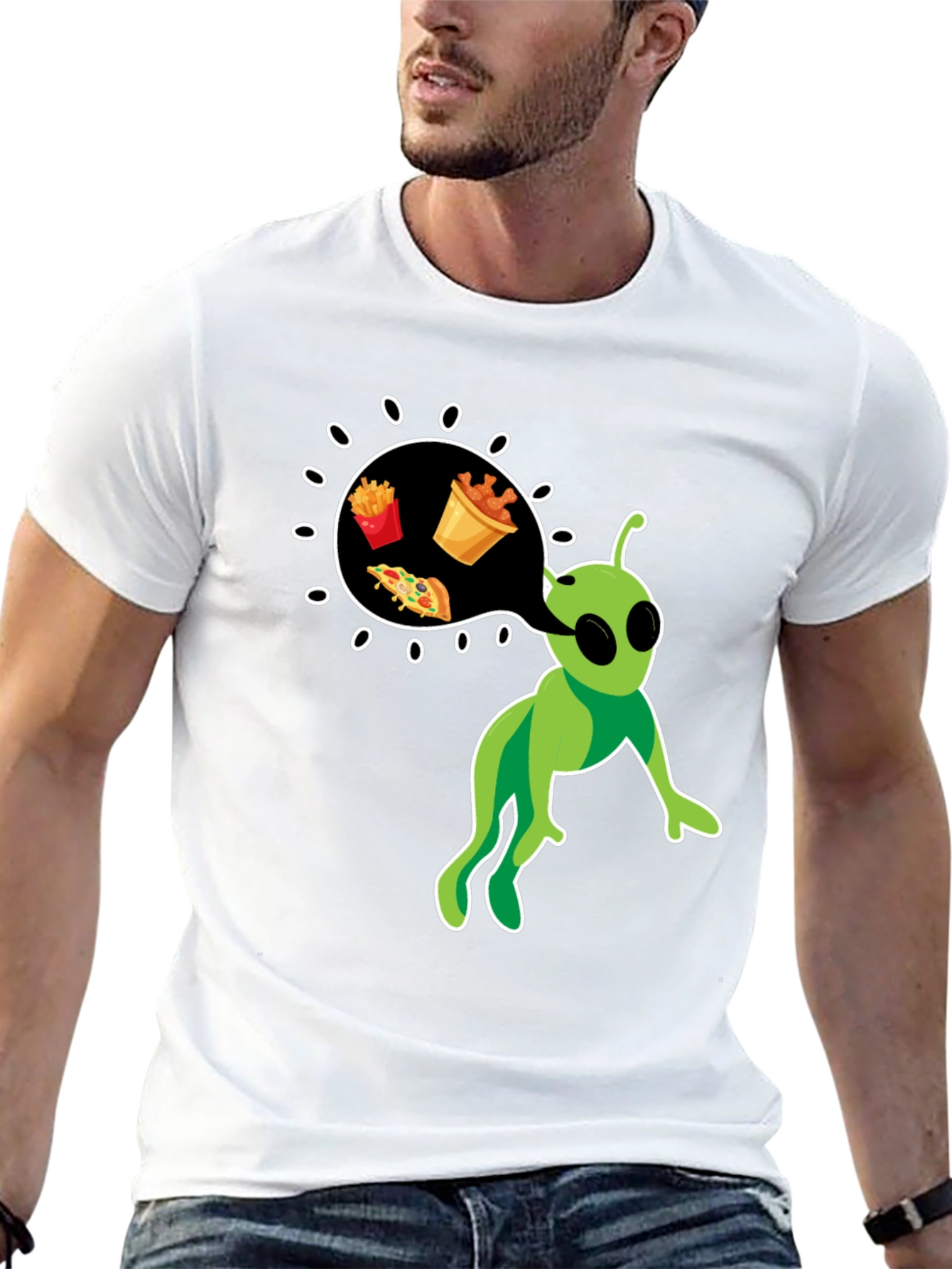 Black Alien Foodie T-Shirt view 13