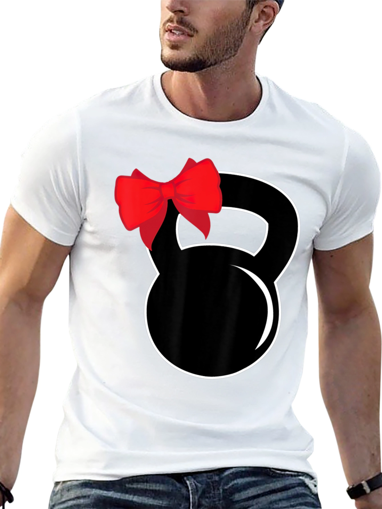 Black Kettlebell Bow Black T-Shirt view 13