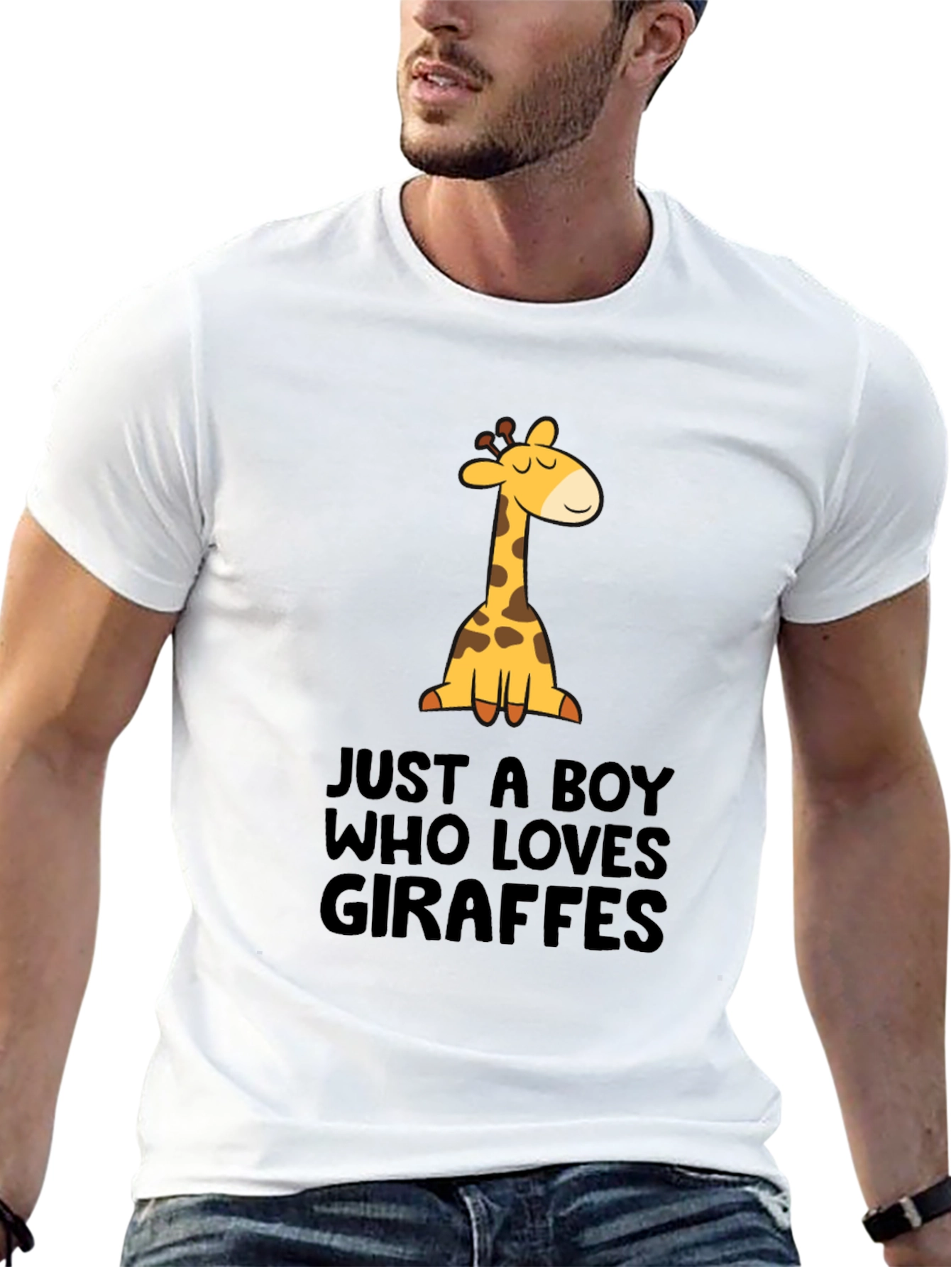 Just A Boy Who Loves Giraffes Black T-Shirt - 13