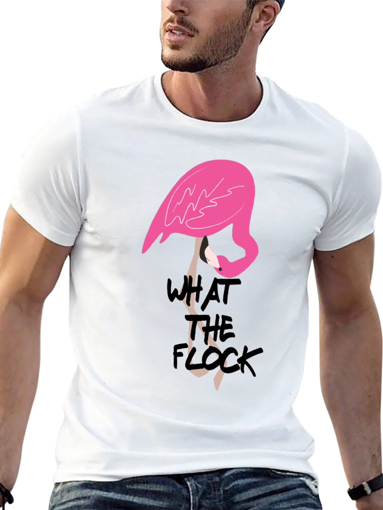 Black What the Flock T-Shirt - Quirky Flamingo Tee view 13