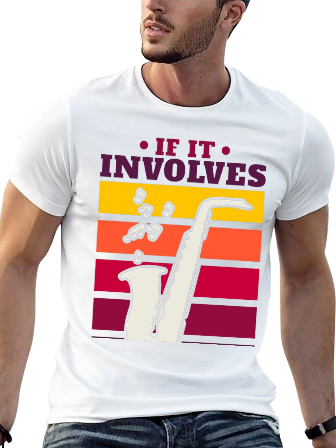 Black If It Involves Saxophone Black Graphic Tee view 13