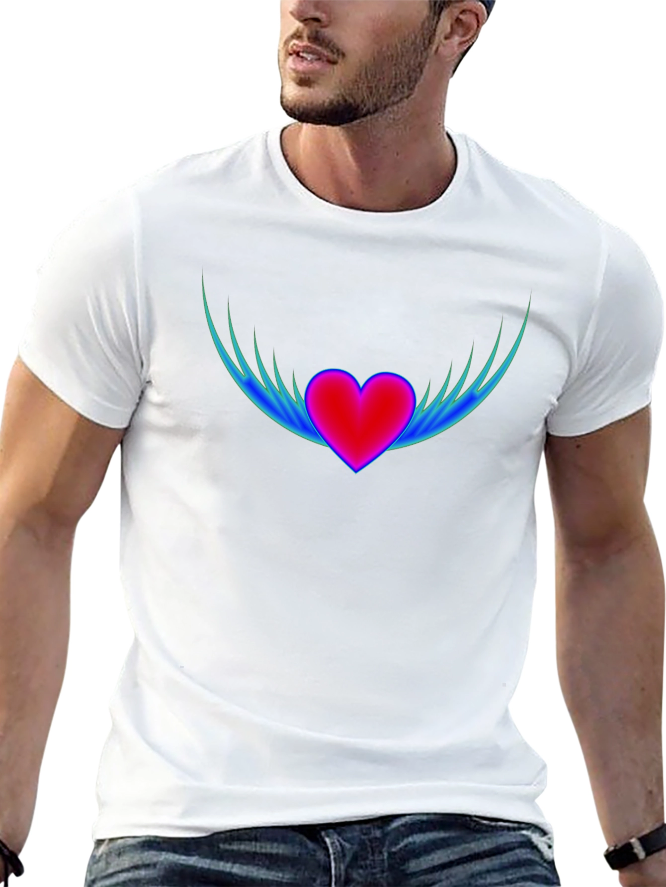 Black Heart Wings Graphic T-Shirt - Stylish Black Tee view 13