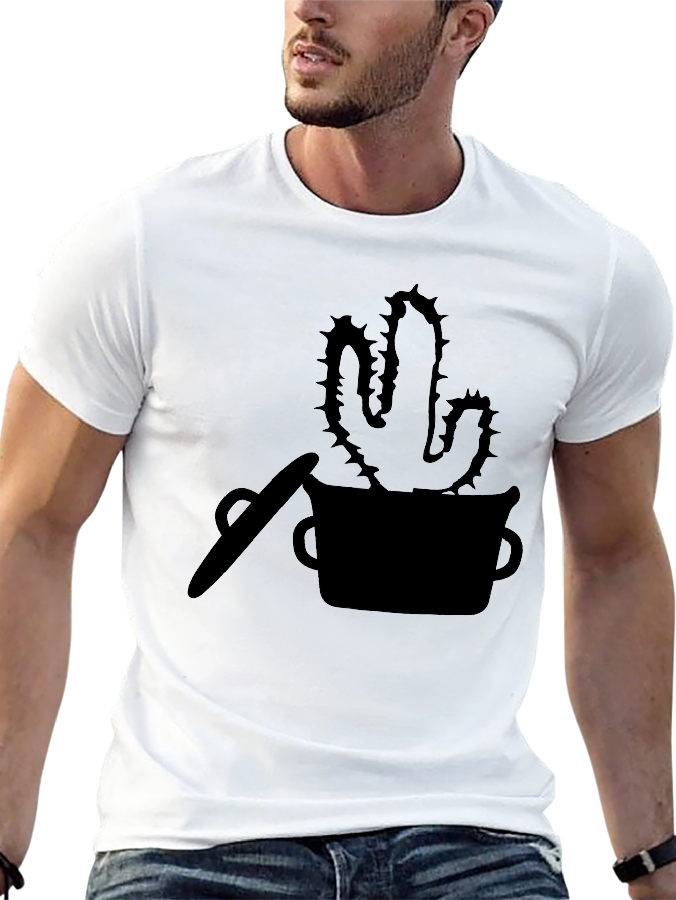 Black Cactus Silhouette Graphic Tee - Trendy Black T-Shirt view 13