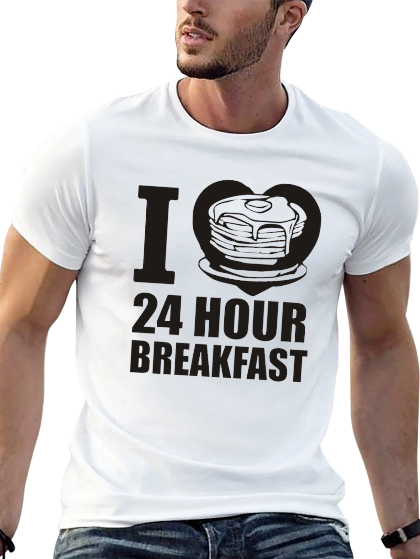 Black I Love 24 Hour Breakfast Black T-Shirt view 13