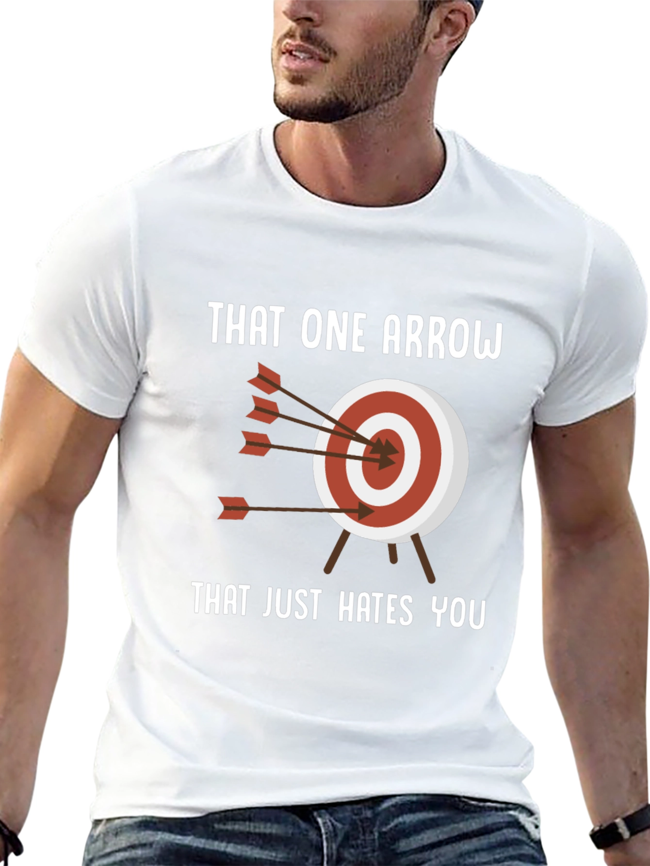 Black Archery Humor T-Shirt - That One Arrow view 13