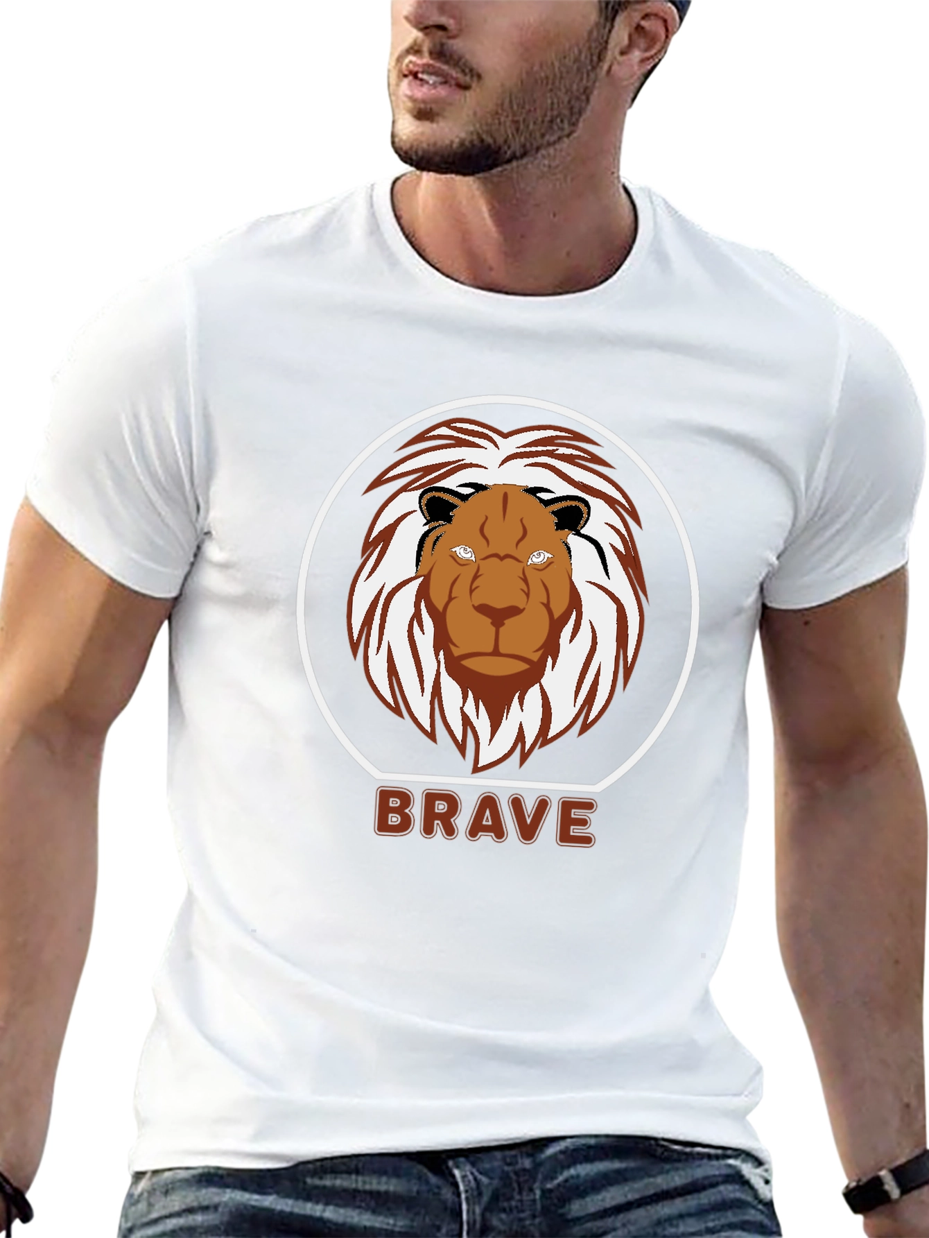 Black Brave Lion Graphic T-Shirt - Black view 13