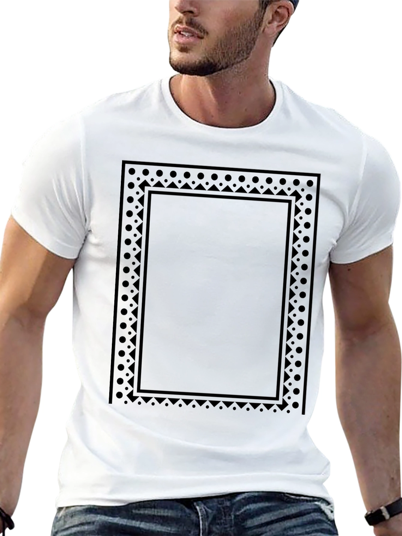 Black Geometric Frame Black T-Shirt view 13