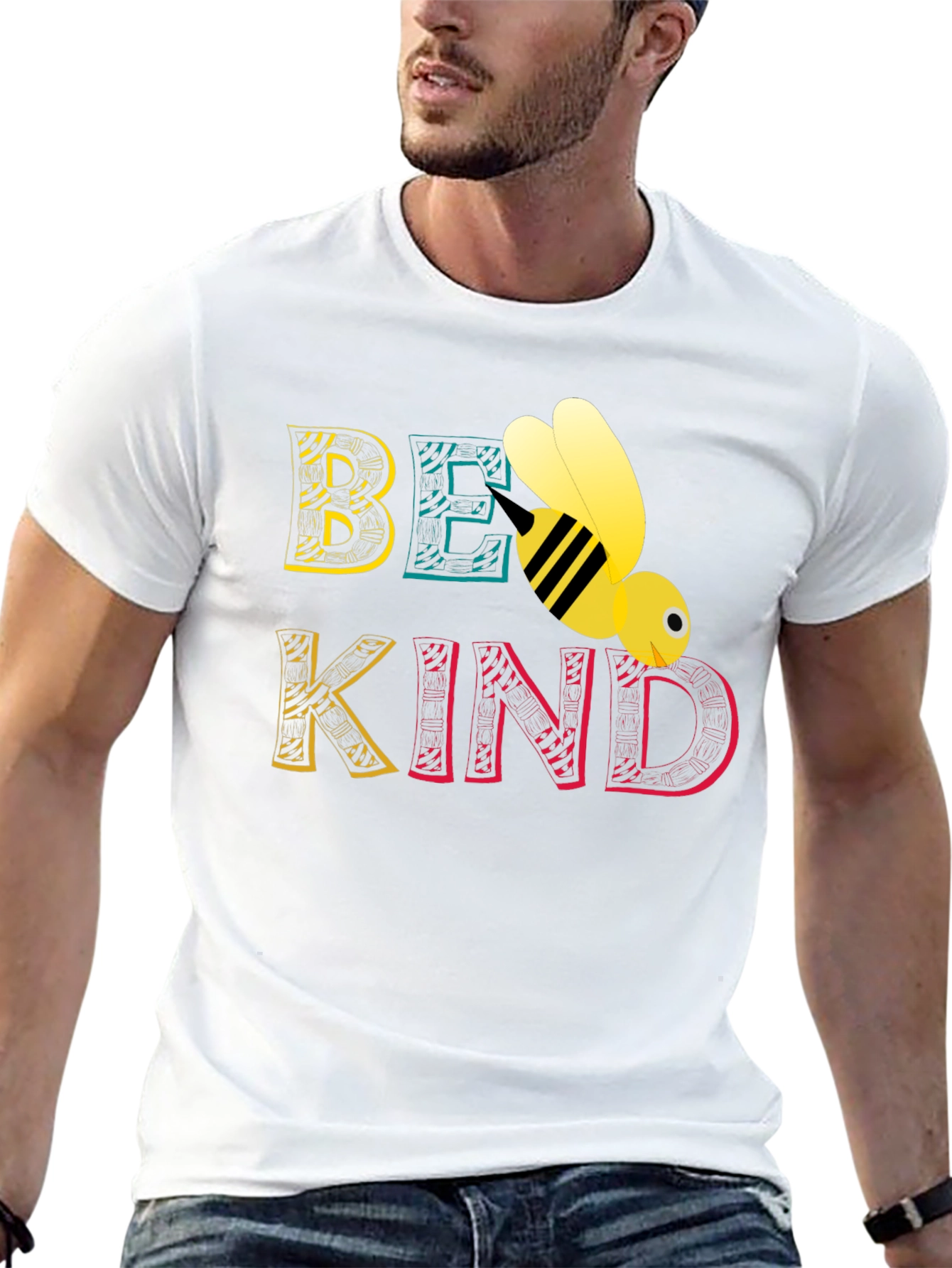 Black Be Kind Bee Graphic Tee - Black Unisex T-Shirt view 13