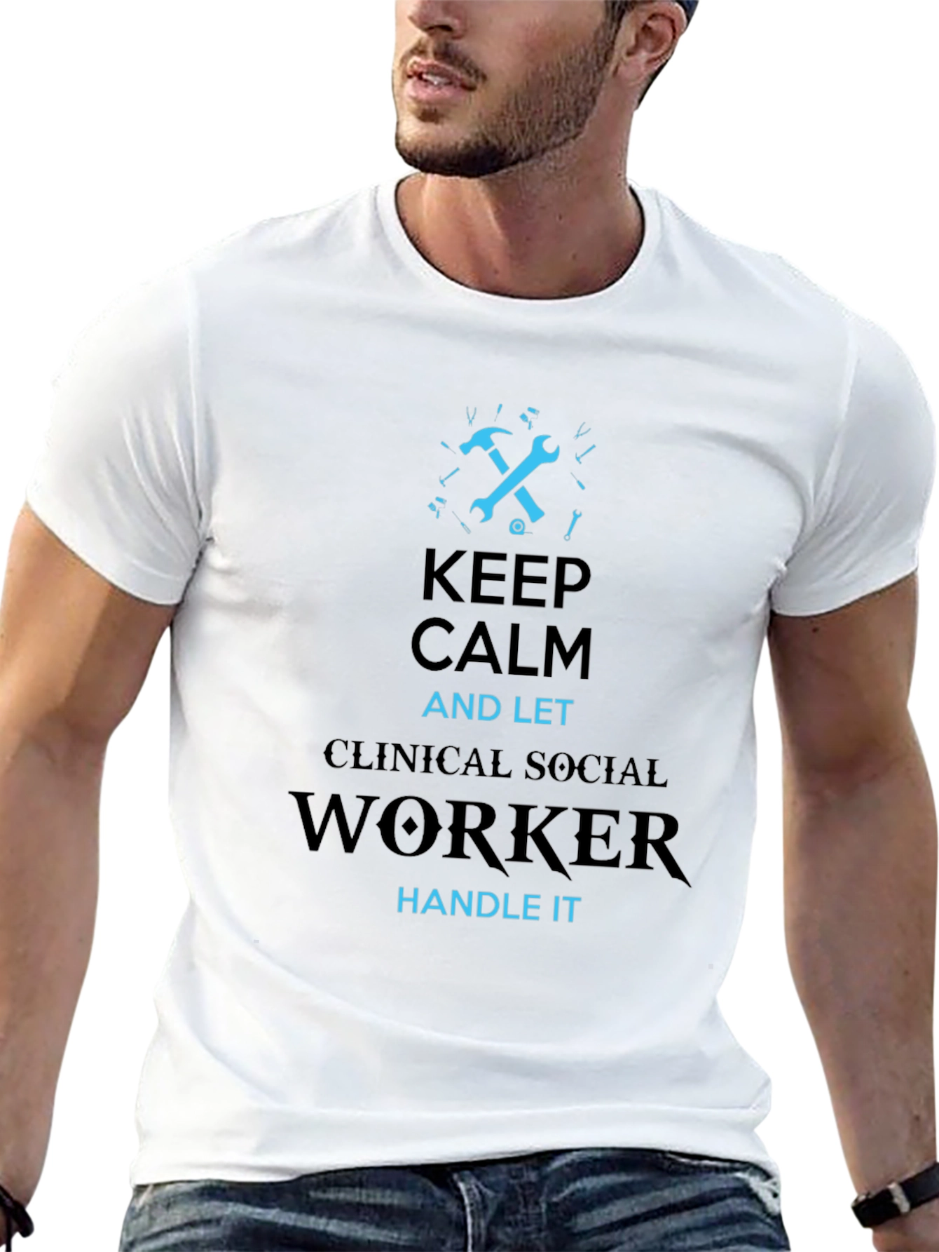 Black Keep Calm Clinical Social Worker T-Shirt view 13