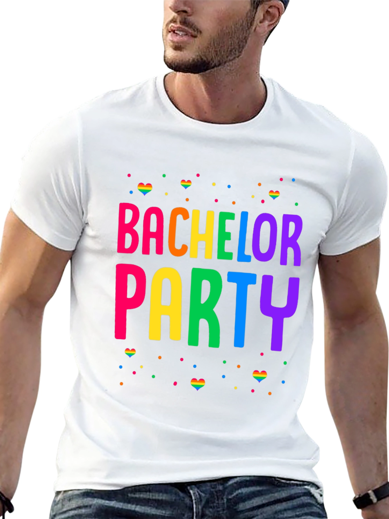 Black Bachelor Party Rainbow Pride T-Shirt view 13