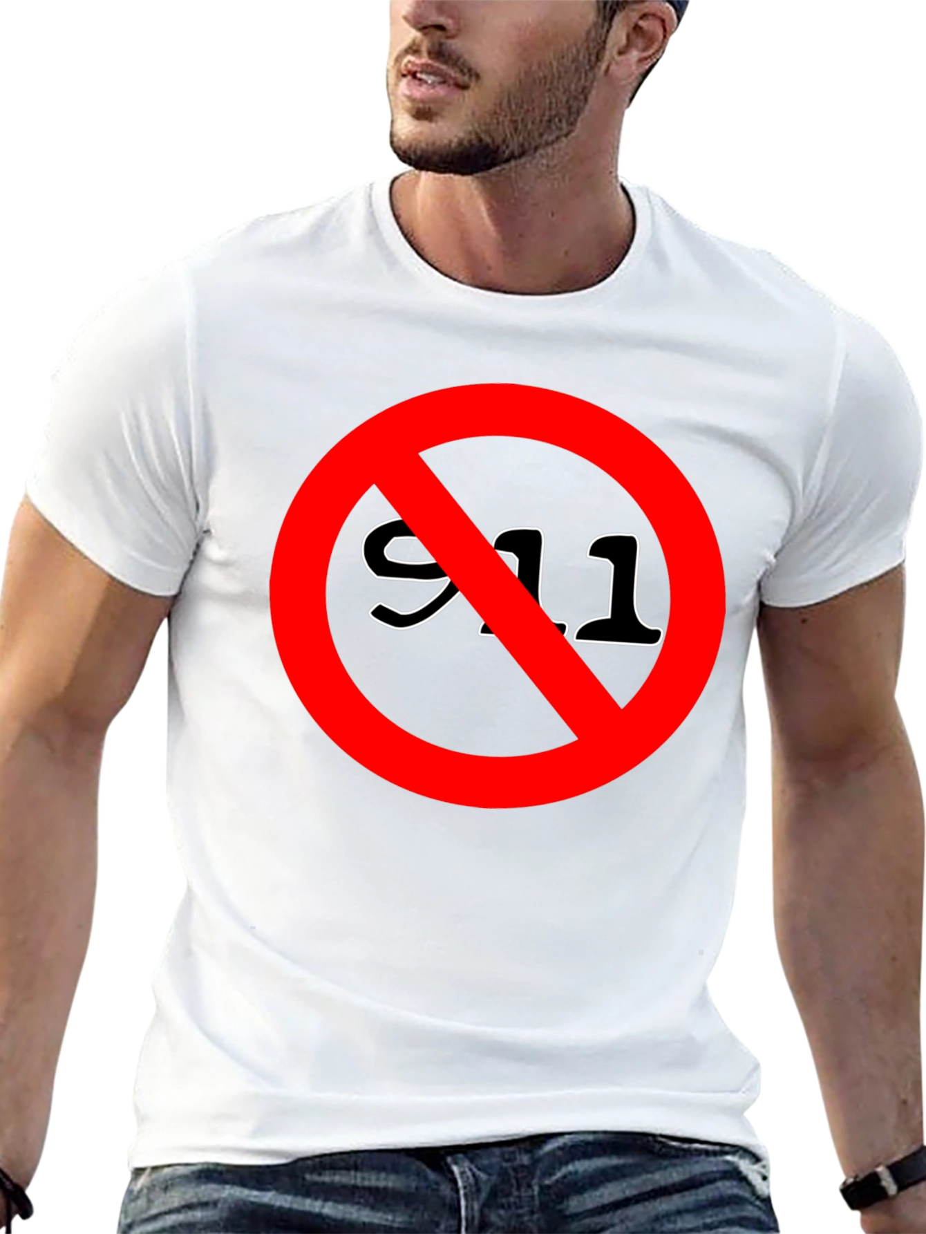 Black Anti 911 T-Shirt - Black Crew Neck Tee view 13