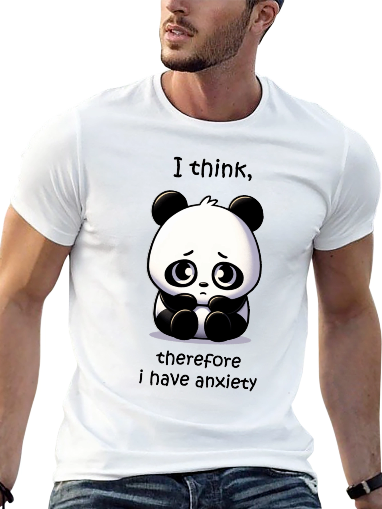 Black Anxiety Panda Graphic T-Shirt - Funny & Relatable! view 13