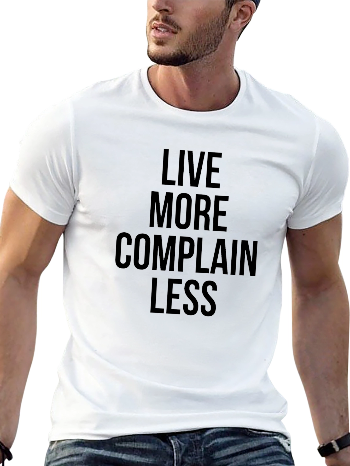 Black Live More Complain Less Graphic Tee view 13