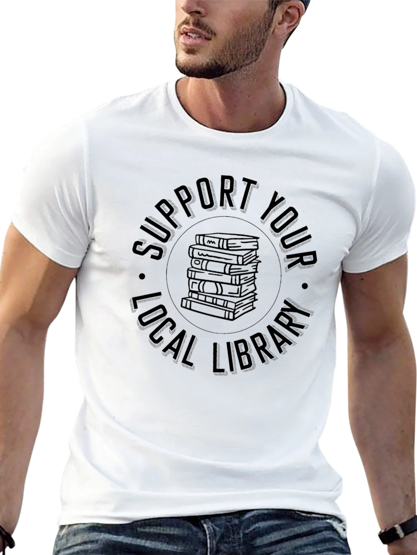 Black Support Your Local Library Graphic Tee view 13