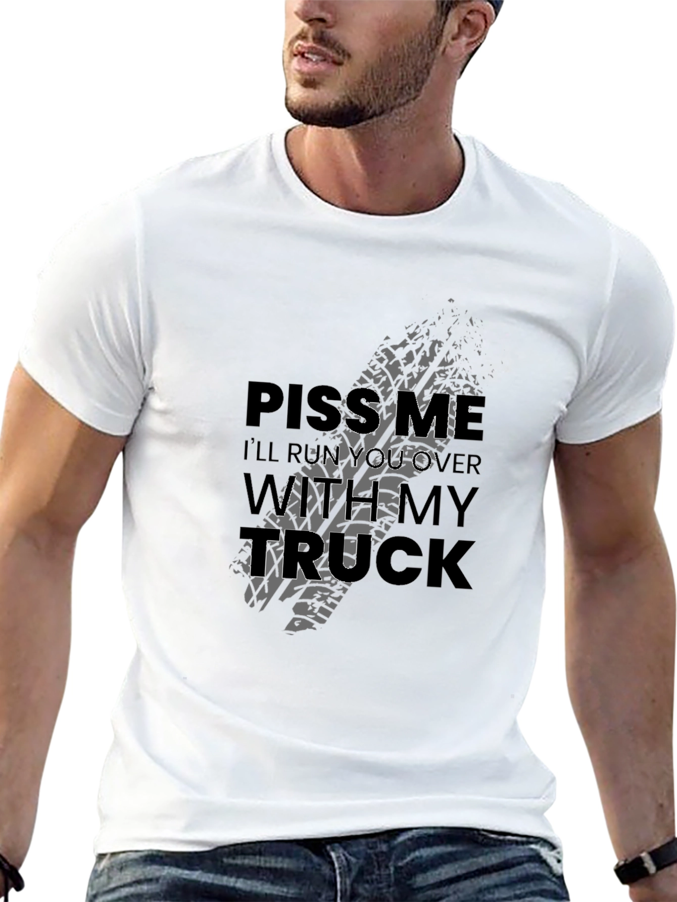 Black Piss Me Off Trucker Graphic T-Shirt view 13