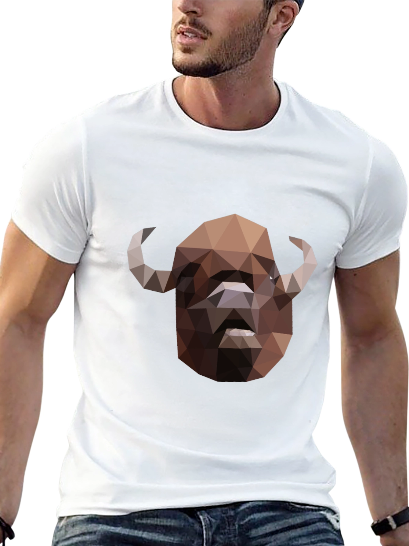 Black Geometric Buffalo Graphic T-Shirt - Black view 13