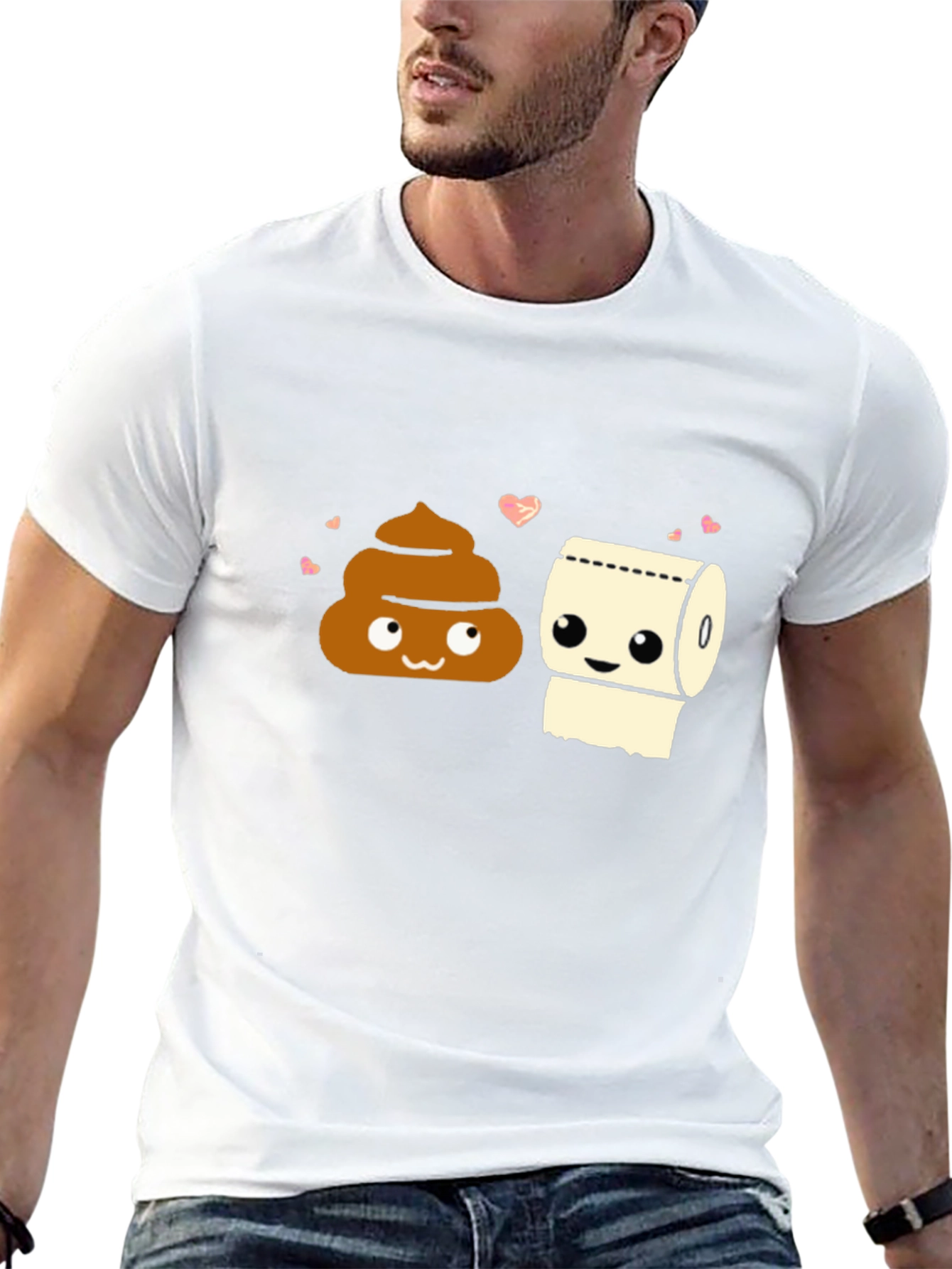 Black Funny Poop & Toilet Paper Matching Couple T-Shirt view 13