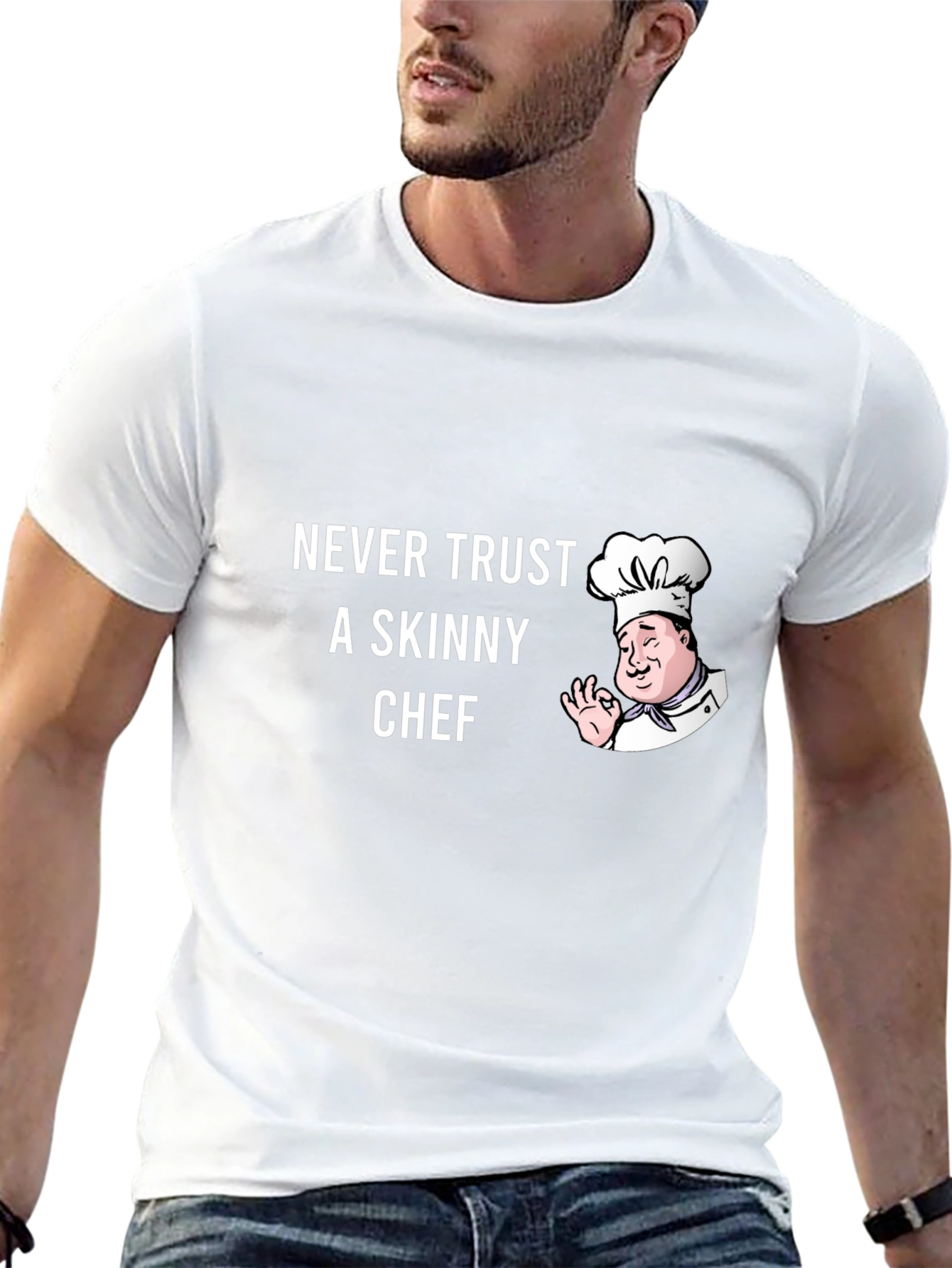 Black Funny Chef T-Shirt - Never Trust a Skinny Chef view 13