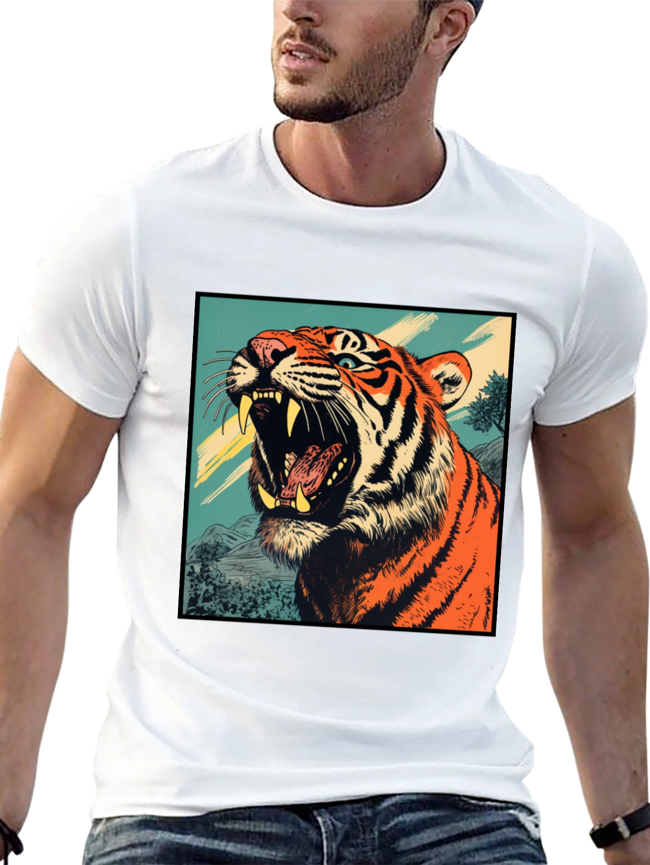Black Tiger Graphic Tee - Bold Animal Print Shirt view 13