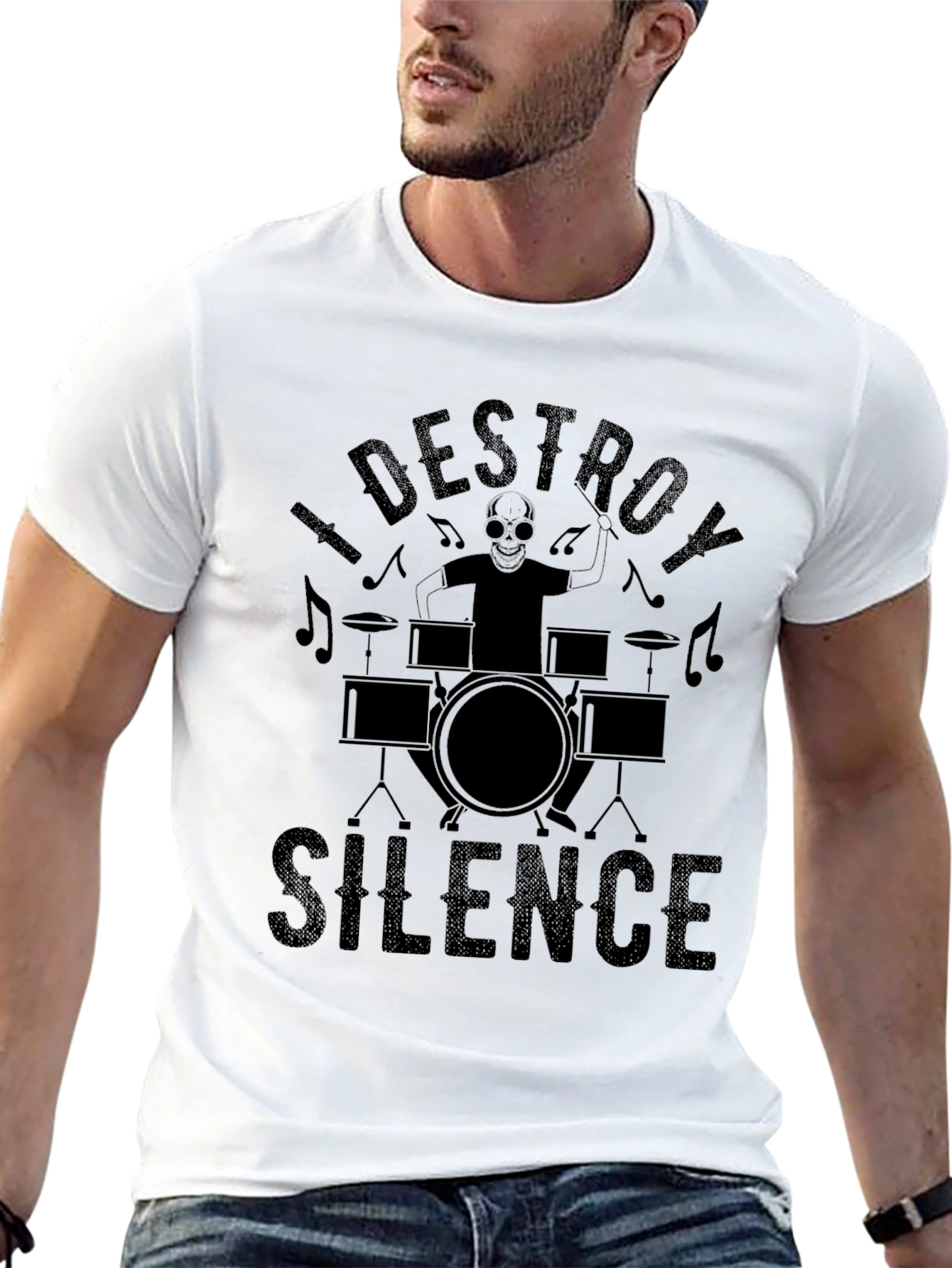 Black I Destroy Silence Black T-Shirt view 13