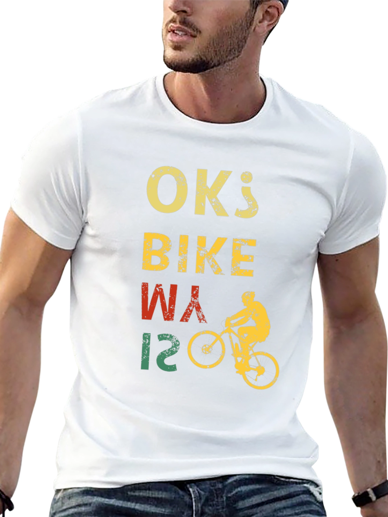 Black Vintage OK's Bike Way T-Shirt - Cyclist Design view 13