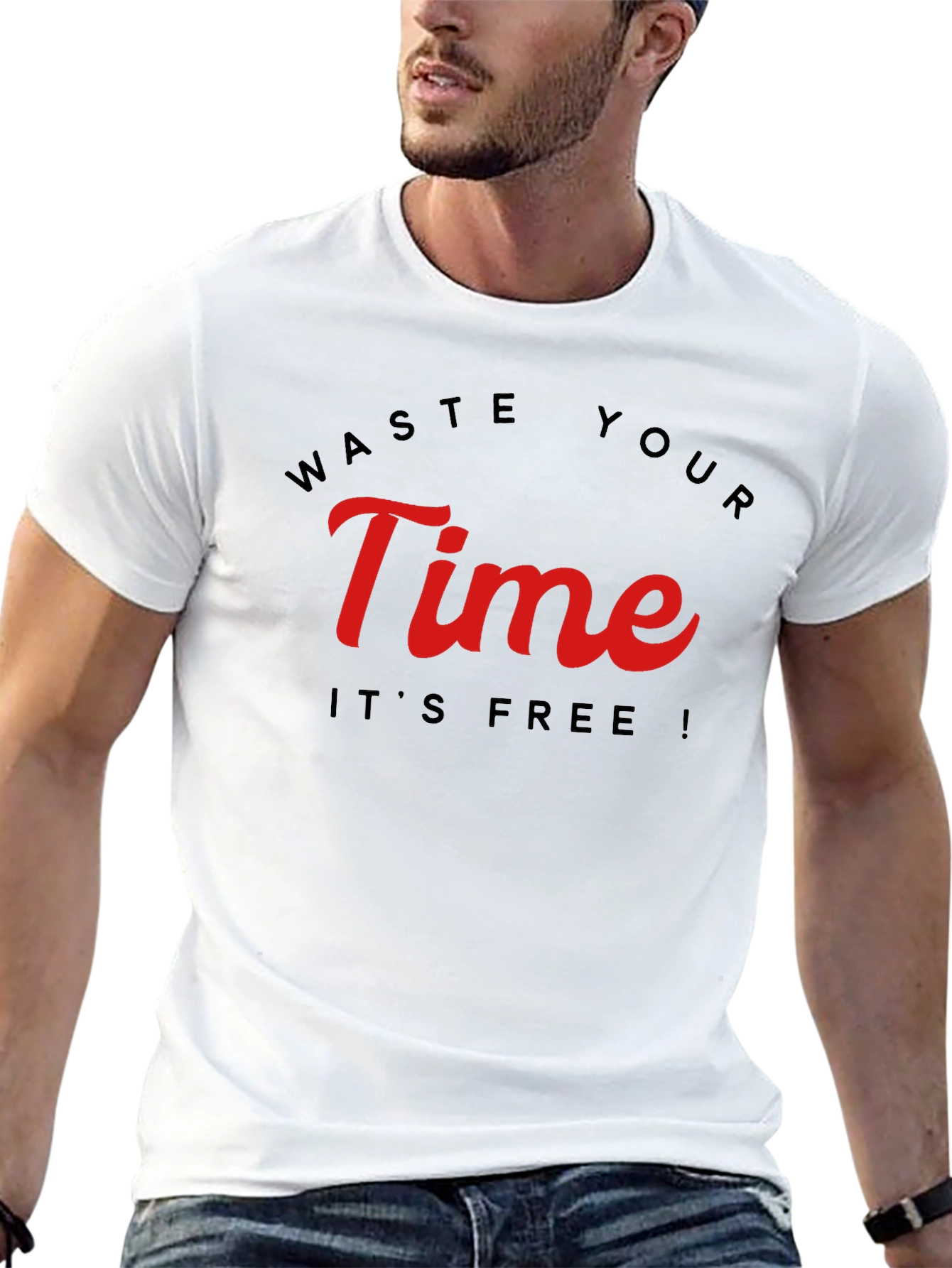 Black Waste Your Time Graphic Tee - Black Cotton view 13
