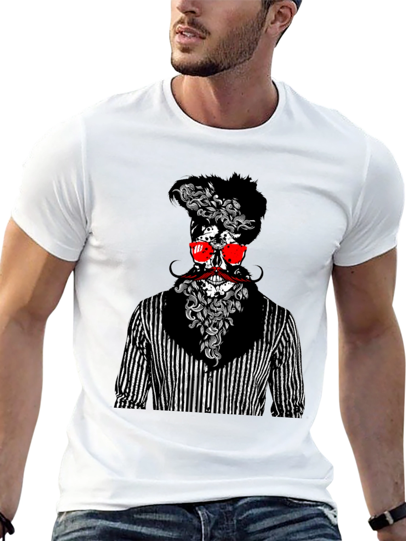 Black Skull Gentleman Graphic Tee - Unique Style view 13