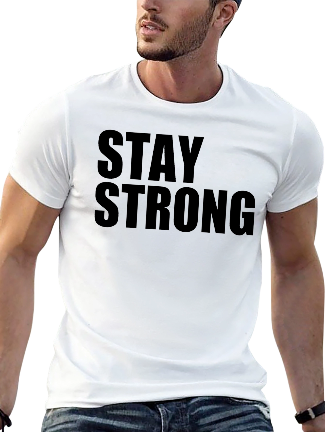 Black Stay Strong Graphic Black T-Shirt view 13