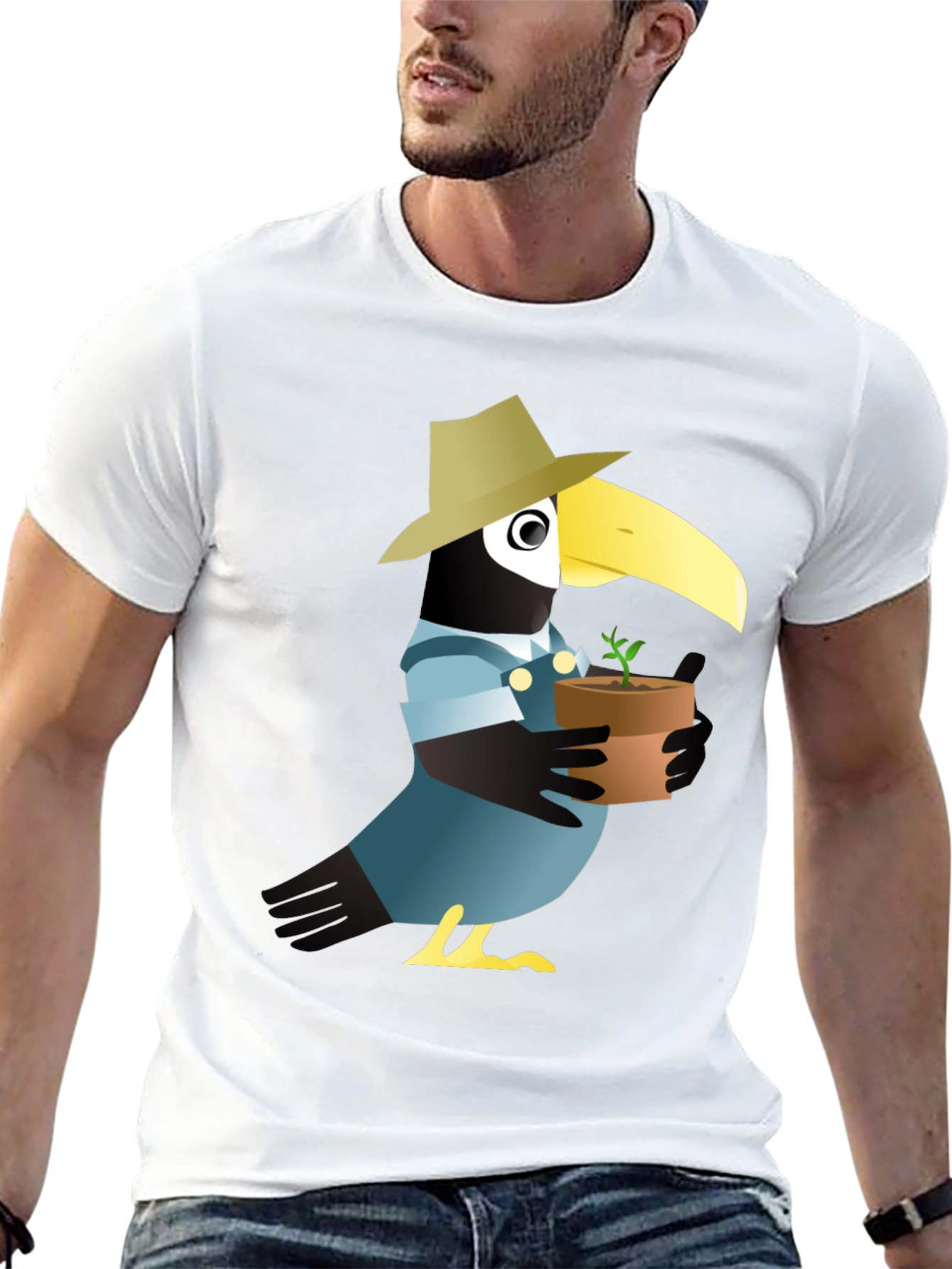 Black Quirky Crow Gardener Graphic Tee - Black Cotton view 13