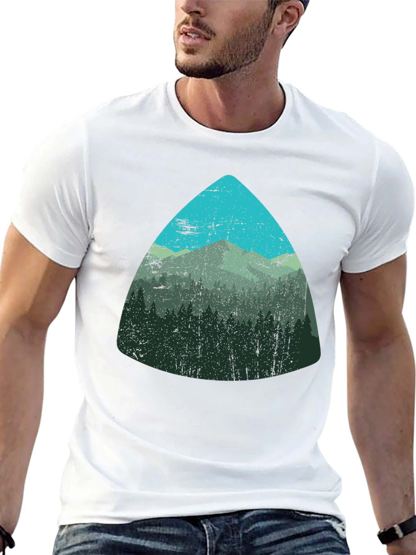 Black Mountain Scene Graphic Tee - Soft Black T-Shirt view 13