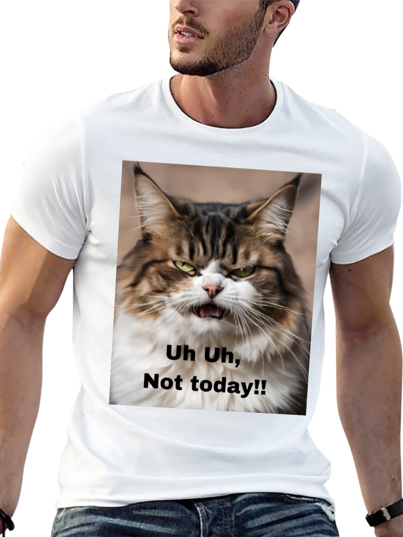 Black Grumpy Cat T-Shirt - "Not Today!" Unisex Black Tee view 13