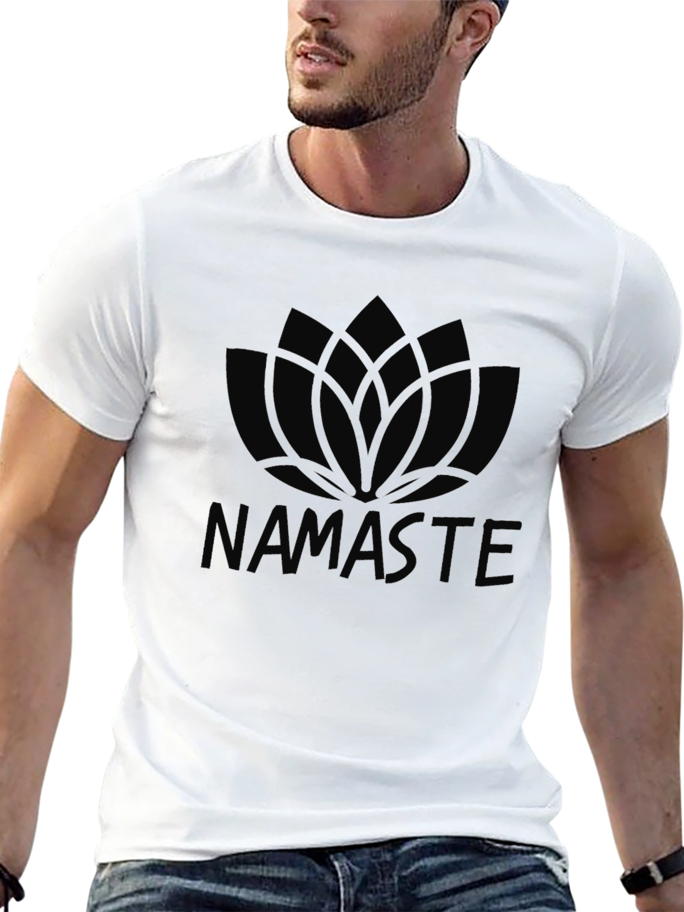 Black Namaste Lotus Graphic Black T-Shirt view 13