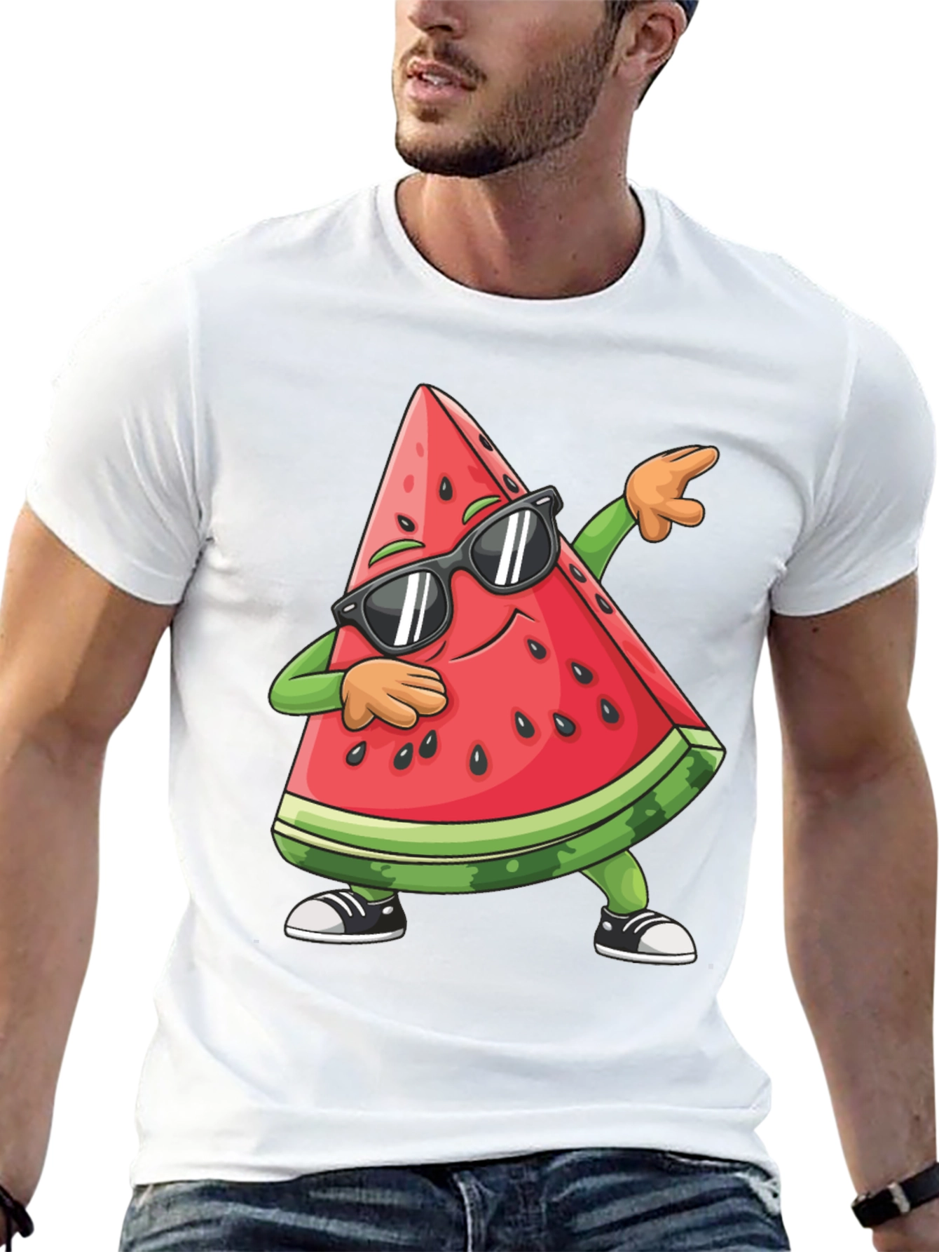 Black Cool Watermelon Dab T-Shirt - Summer Fun! view 13