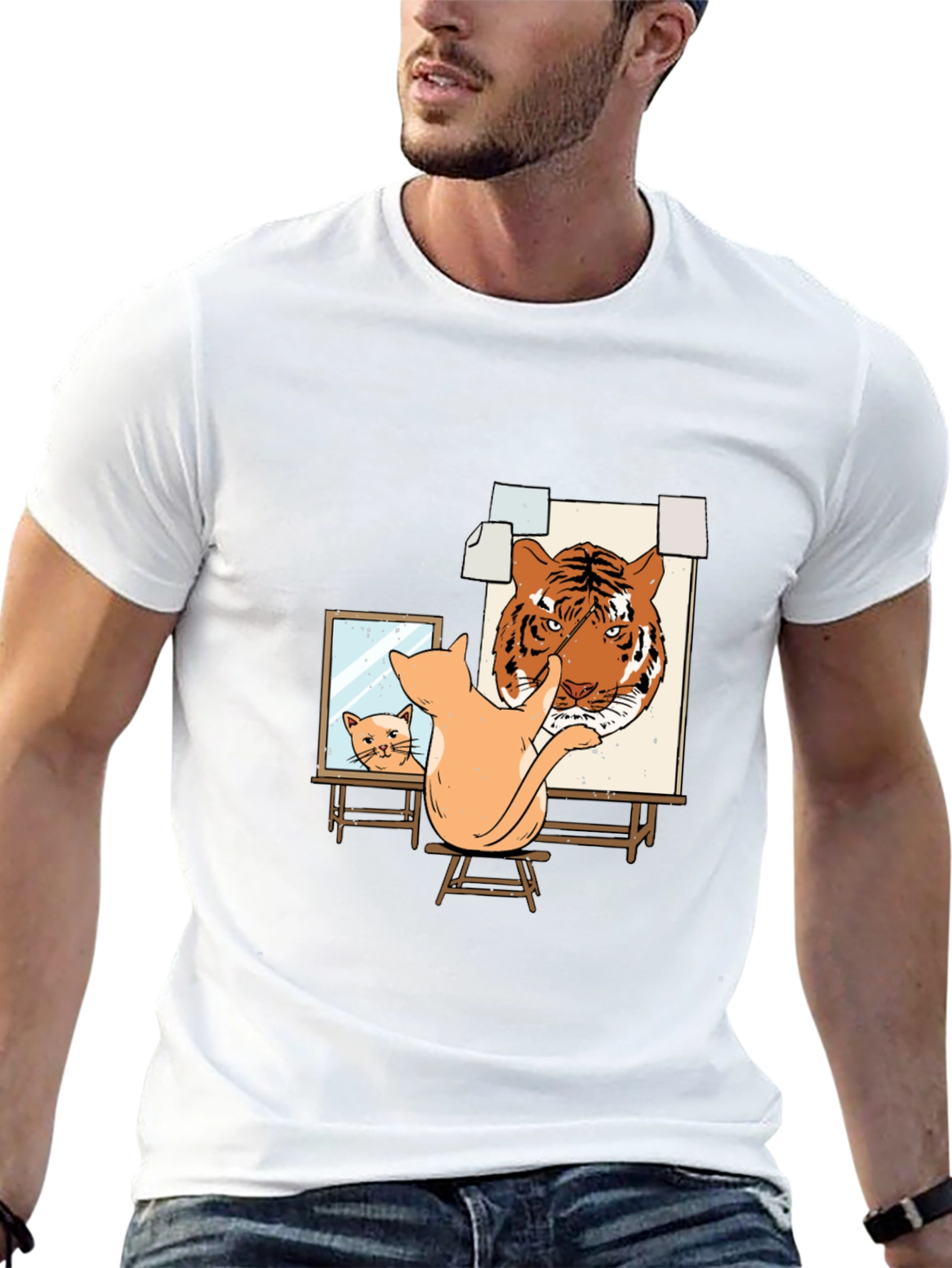 Black Cat Painting Tiger T-Shirt - Artistic & Unique Design view 13