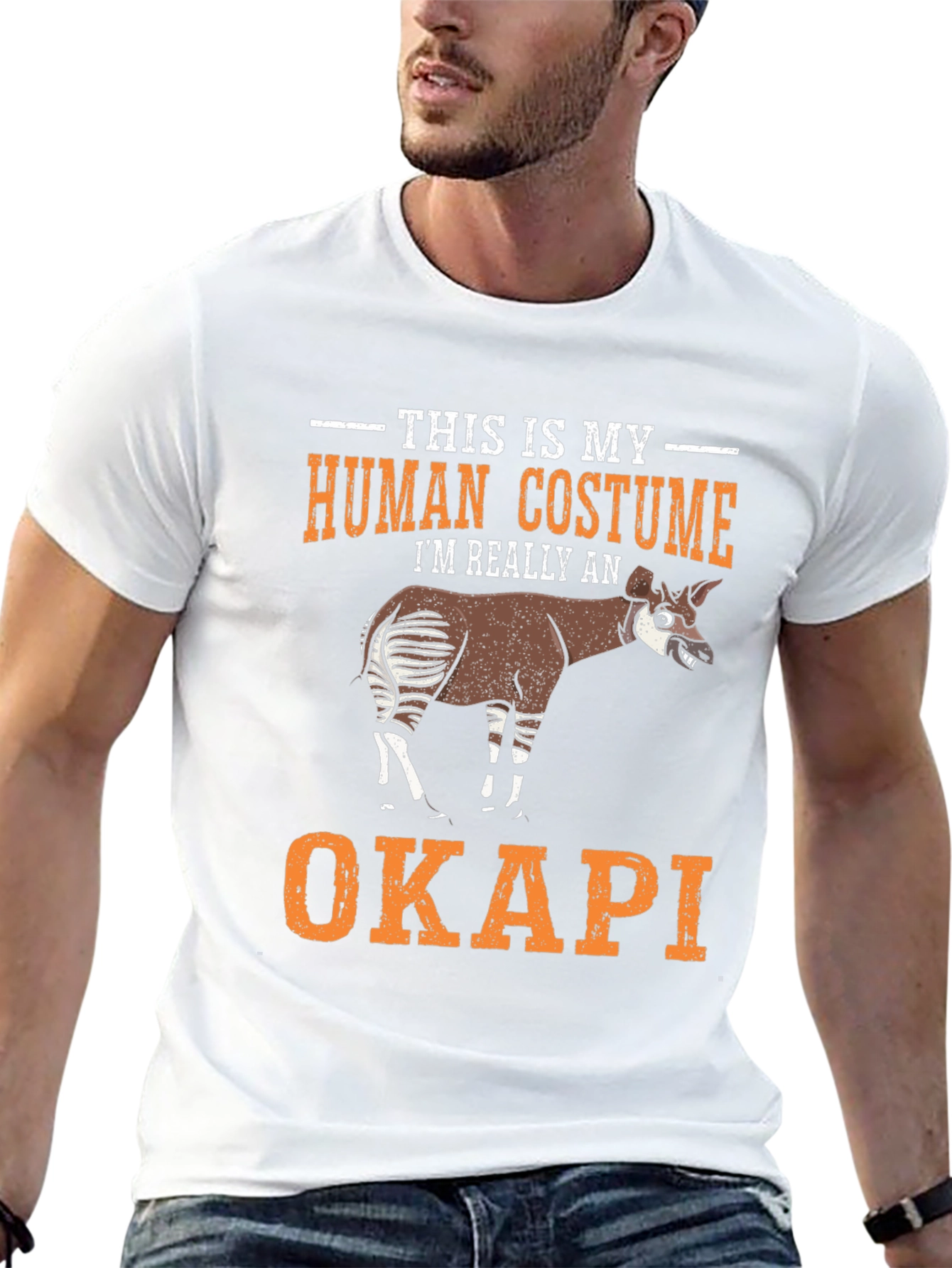 Black Okapi Human Costume Funny T-Shirt view 13